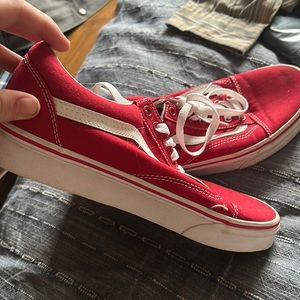 Red vans, not worn. Scuffs from moving